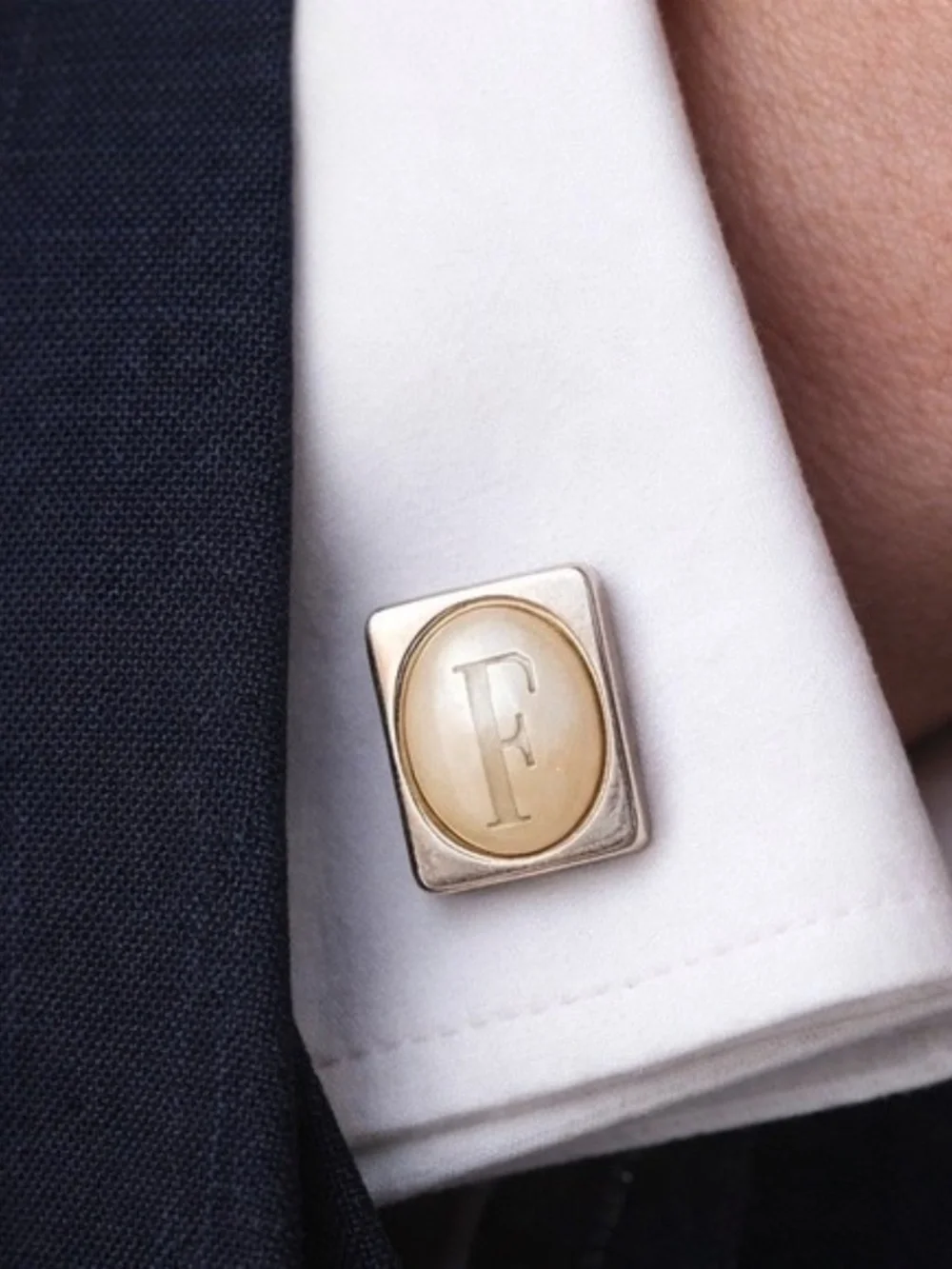 Vintage Swank Monogram F Cufflinks & Tie Bar Set
